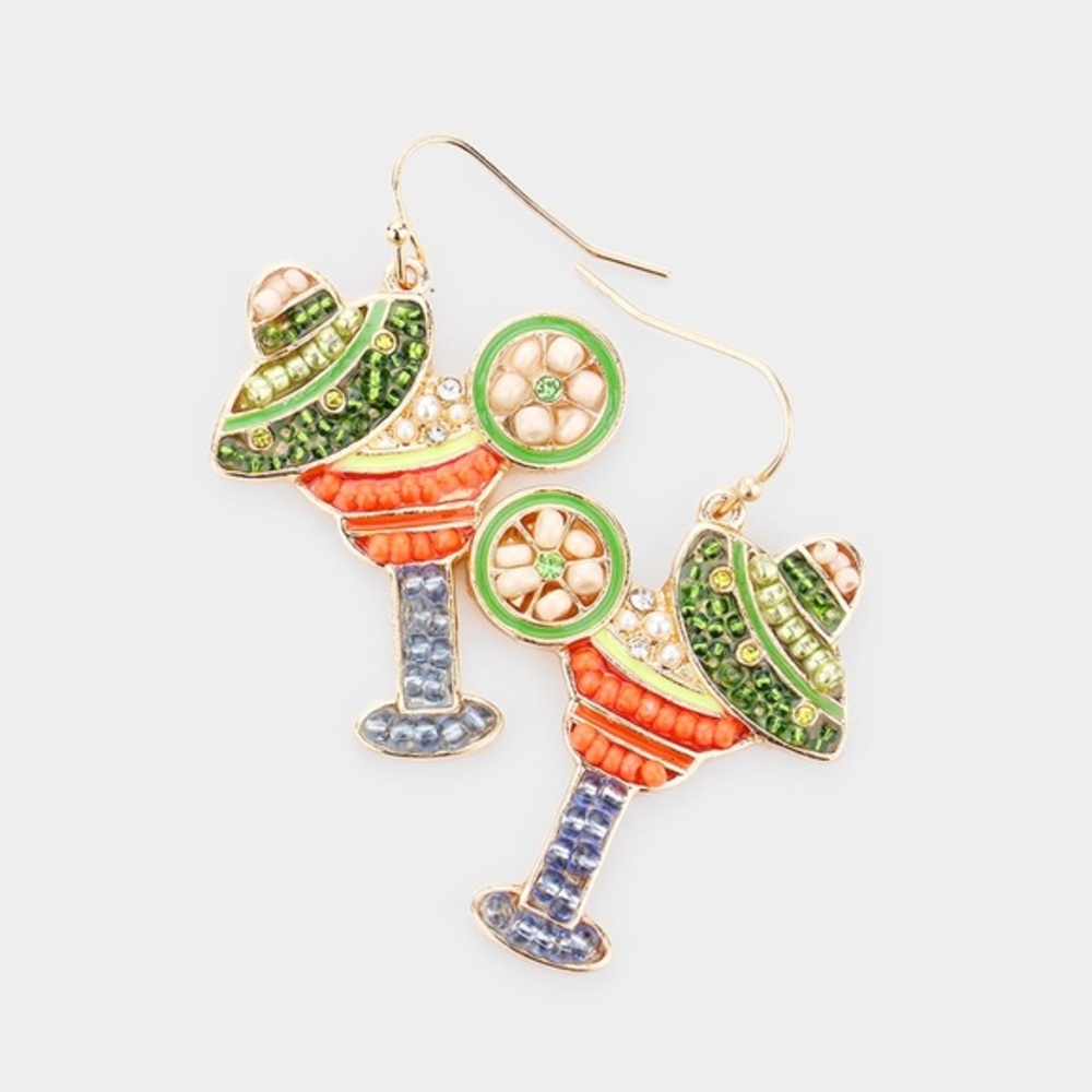 Colorful beaded cocktail earrings